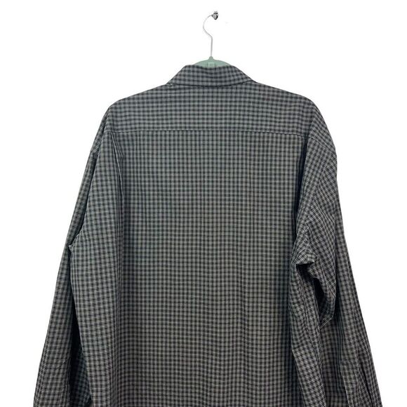 Hart Schaffner Marx Plaid Shirt Button Up Long Sleeve Gray Men XL Made in Italy - Picture 6 of 6